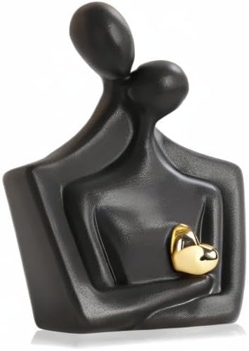 Porcelain Romantic Couple Figurines Statue Black Aesthetic Decorations Hugging Couple Sculptures - Modern Ceramic Sculpture Home Accents for Living Room Bedroom Coffee Table, Desktop, Bookshelf-Ruum Studio Home