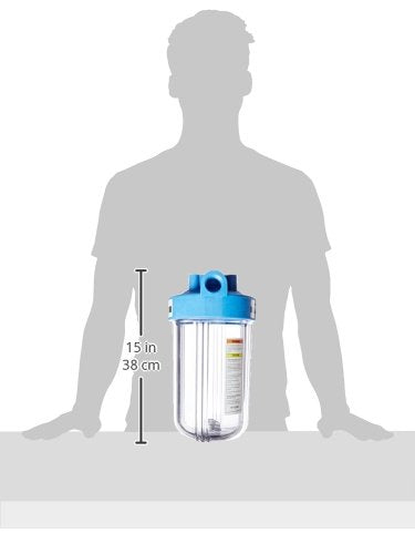 Pentair Pentek 166219 Big Clear Filter Housing, 1" NPT #10 Whole House Heavy Duty Water Filter Housing with Pressure Relief Button, 10-Inch, Blue/Clear-Ruum Studio Home