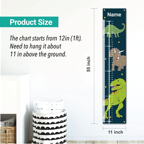 Personalized Kids Canvas Growth Chart, Kids Height Chart, Growth Chart Banner, Dinosaur Theme-Ruum Studio Home