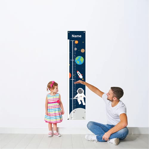 Personalized Kids Canvas Growth Chart, Kids Height Chart, Growth Chart Banner, Astronaut, Space-Ruum Studio Home
