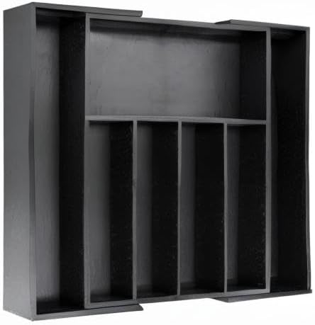 VaeFae Premium Bamboo Drawer Organizer, Expandable Silverware Drawer Organizer, Cutlery Tray with Dividers for Kitchen Utensils (Black, Large)-Ruum Studio Home