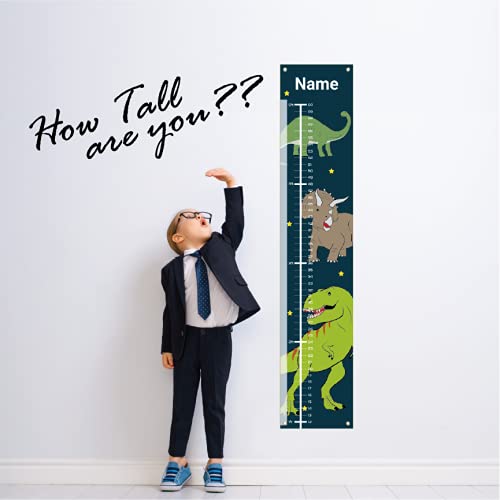 Personalized Kids Canvas Growth Chart, Kids Height Chart, Growth Chart Banner, Dinosaur Theme-Ruum Studio Home