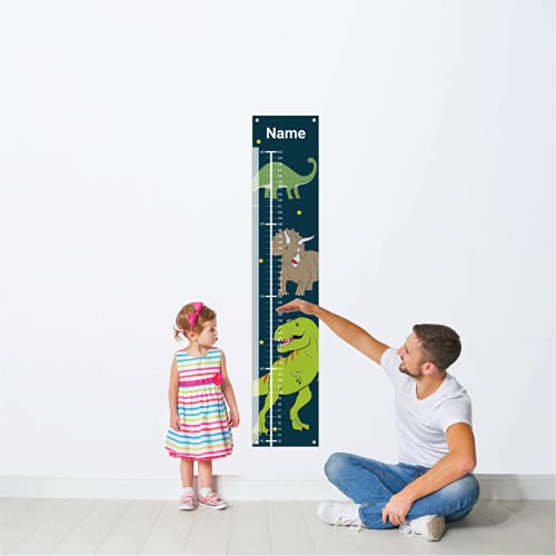Personalized Kids Canvas Growth Chart, Kids Height Chart, Growth Chart Banner, Dinosaur Theme-Ruum Studio Home