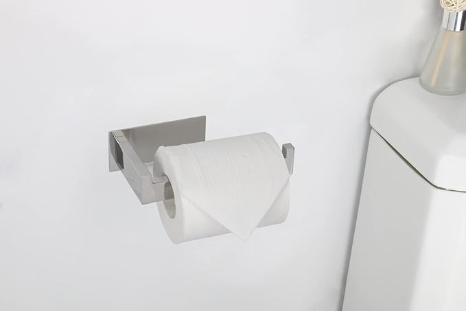 Toilet Paper Holder, Self Adhesive Tissue Holder Stainless Steel Rustproof Paper Roll Holder, No Drilling Easy to Install, Toilet Paper Rack Suitable for Office, Bathroom (Polish Chrome)-Ruum Studio Home