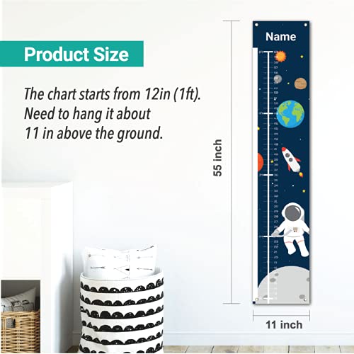 Personalized Kids Canvas Growth Chart, Kids Height Chart, Growth Chart Banner, Astronaut, Space-Ruum Studio Home