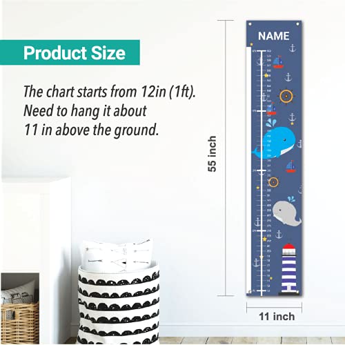 Sungwon Personalized Kids Canvas Growth Chart, Whale-Ruum Studio Home