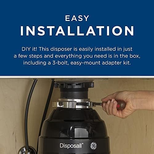 GE Disposall Continuous Feed 1 Horsepower Motor Garbage Disposer, Good for Grinding: Cooked Meat, Beans, & Seeds, Easy Install Kit, Non-Corded, Recommended Families of 4 or More, GFC1020N-Ruum Studio Home