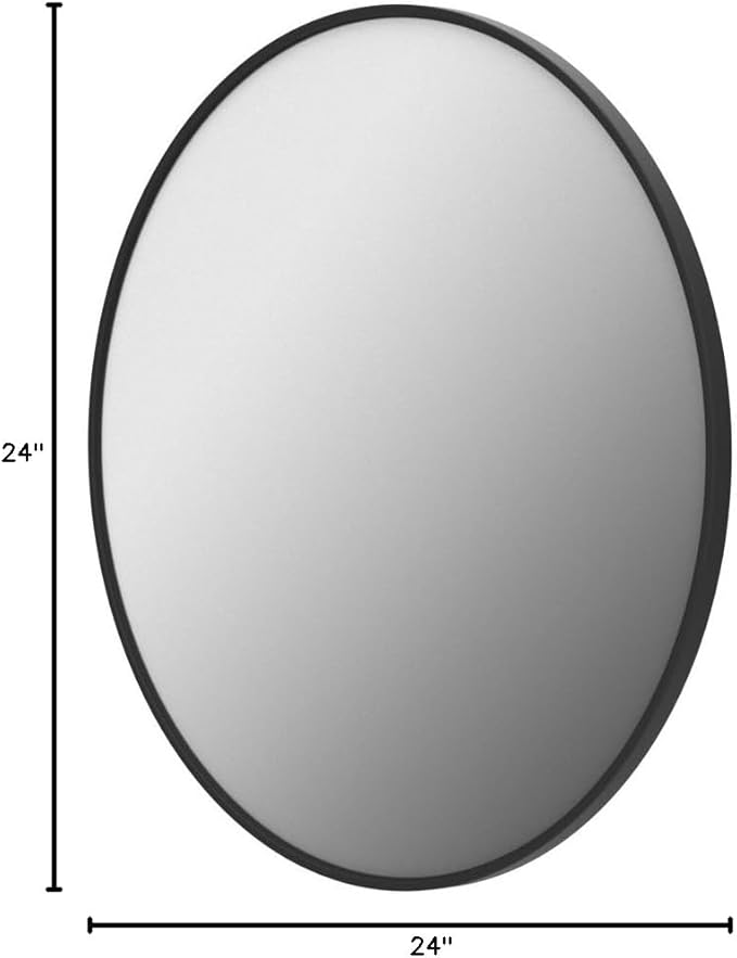 Fabuday Black Round Mirror for Wall 24 inch - Circle Mirror for Bathroom, Entryway, Living Room, Hallway, Vanity Decor, Big Matte Metal Frame Mirror-Ruum Studio Home