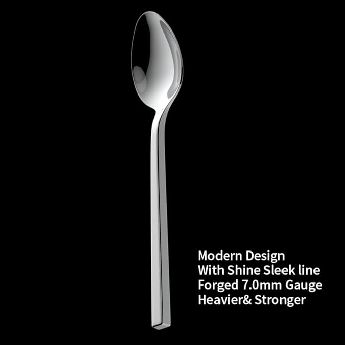 Alata Cube 40-Piece Forged Stainless Steel Flatware Set Cutlery Set, Silverware Set Service for 8, Mirror Finish, Dishwasher Safe-Ruum Studio Home