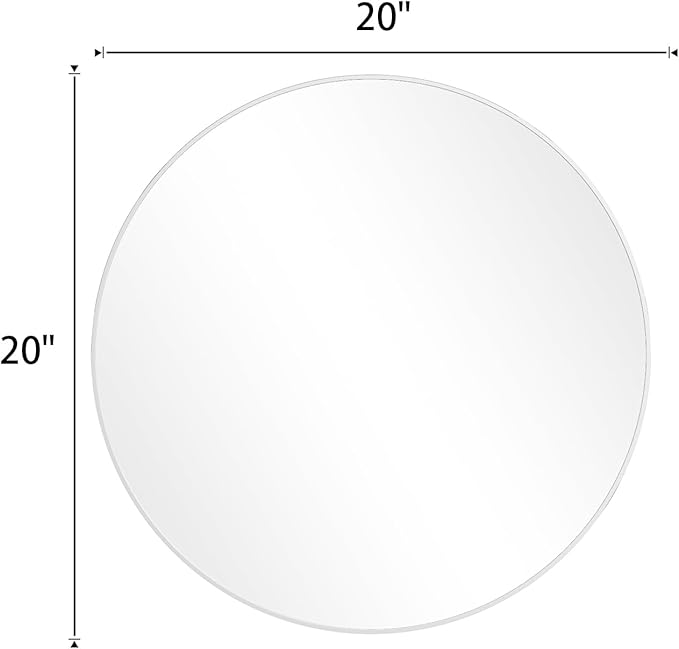 BEAUTYPEAK 20 Inch Round Mirror, Metal Frame Circle Mirror, Wall Mounted for Entryway, Bathroom, Vanity, Living Room, White-Ruum Studio Home