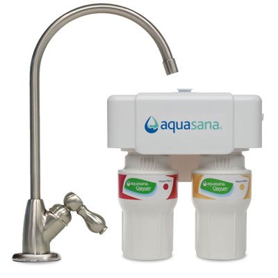 Aquasana Under Sink Water Filter System - Reduces PFAS, Lead, & Chlorine in Drinking Water - Under Counter Claryum Filtration for Kitchen - 2-Stage - Brushed Nickel Faucet - AQ-5200.55-Ruum Studio Home