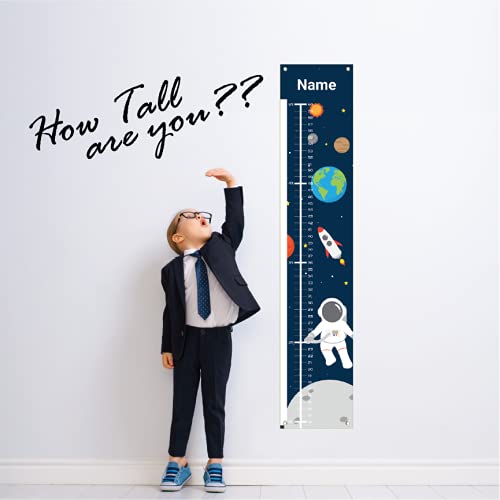Personalized Kids Canvas Growth Chart, Kids Height Chart, Growth Chart Banner, Astronaut, Space-Ruum Studio Home