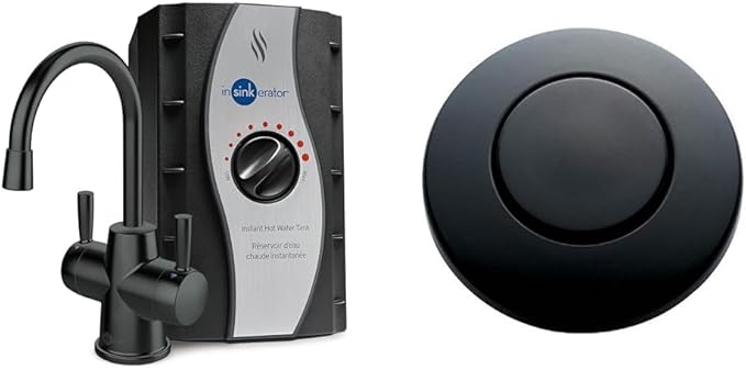 InSinkErator Stainless Steel Tank, HC250MBLK-SS HOT250 System & STC-MTBLK Push SinkTop Switch Button, Matte Black-Ruum Studio Home