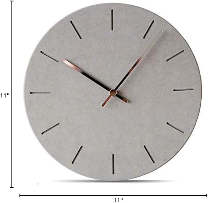 Stephanie Imports Modern Minimalist Concrete Hiding Gray (Numberless Dial) Silent Wall Clock-Ruum Studio Home
