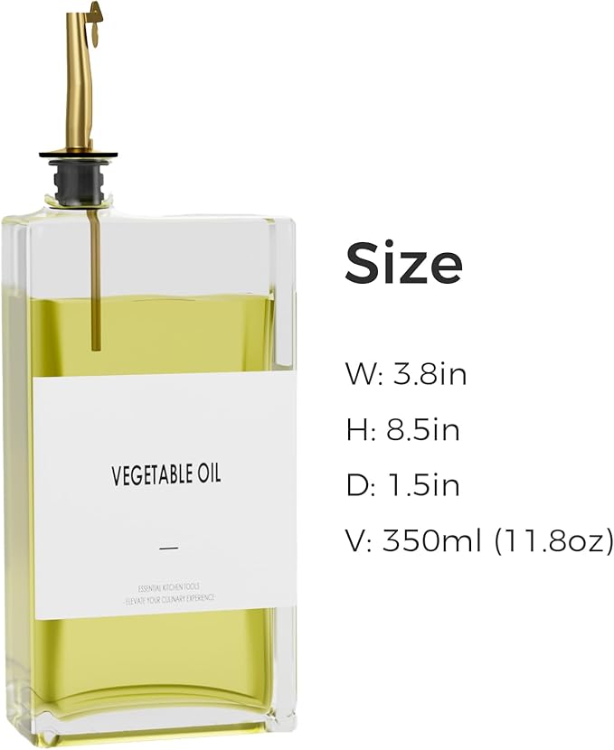 Olive Oil Dispenser For Kitchen, Glass Oil Bottle 350ML Oil And Vinegar Dispenser Set Of 4 with 4 Stainless Steel Pourers & 88 Labels, Soy Sauce Dispenser, Coffee Syrup Bottles-Ruum Studio Home