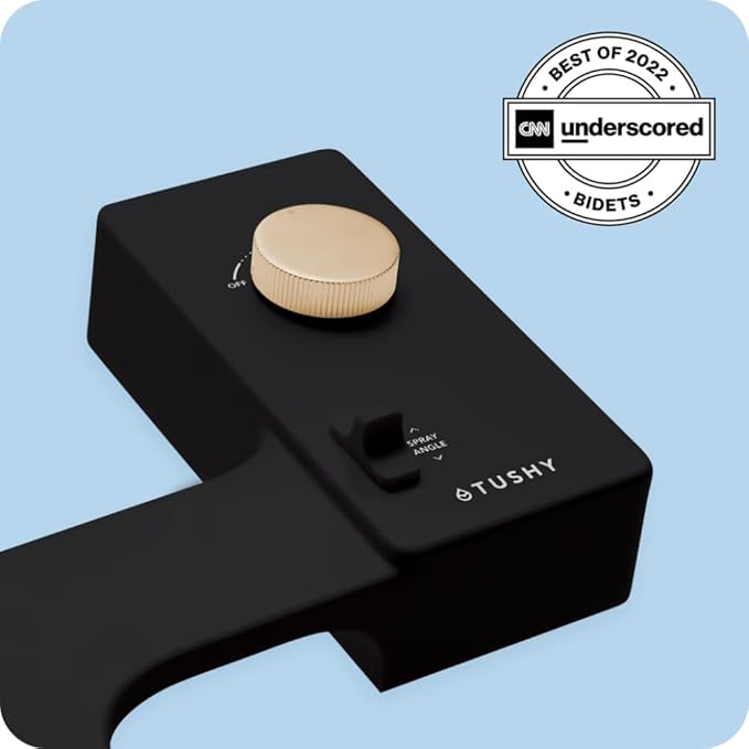 TUSHY Classic 3.0 Bidet | Slim Universal Toilet Seat Attachment. Simple Install <10 Minutes. Non-Electric Self Cleaning Water Sprayer with Adjustable Pressure Nozzle and Angle Control. (Black/Gold)-Ruum Studio Home
