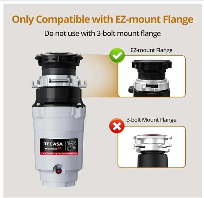 Garbage Disposal, TECASA 1/2 HP Pro Food Waste Coutinuous Feed, Garbage Disposals with Stopper Power Cord, Stainless Steel Grinding System for Kitchen Sink - HyperCrush 50 PRO-Ruum Studio Home
