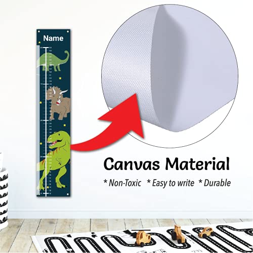 Personalized Kids Canvas Growth Chart, Kids Height Chart, Growth Chart Banner, Dinosaur Theme-Ruum Studio Home