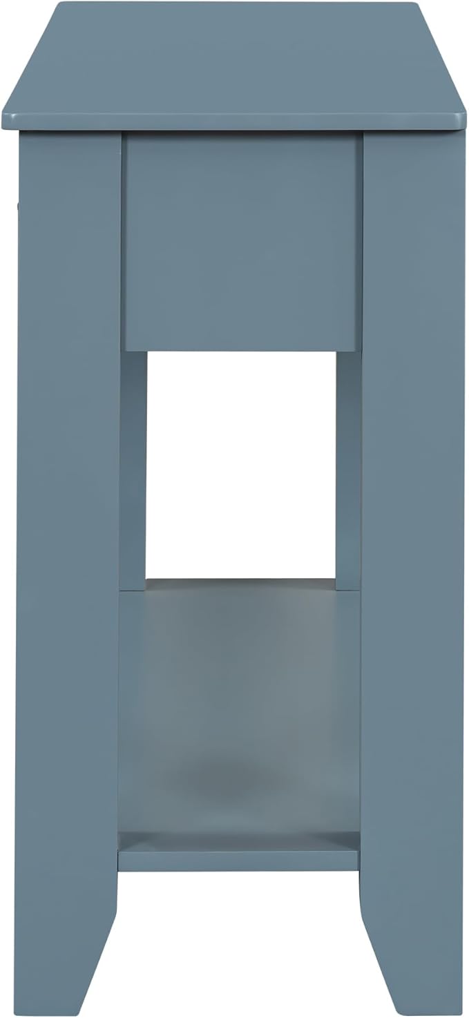 Farmhouse Modern Entryway Console Table 55.4'' Long Entry Sofa Table with Drawers & Storage Shelf for Living Room Hallway, Blue-Ruum Studio Home