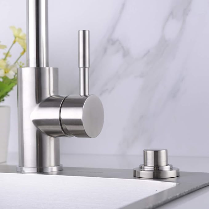 SinkTop Air Switch Kit (Long Full Brass Button) for Disposal, Dual Outlet, (Brushed Nickel)-Ruum Studio Home