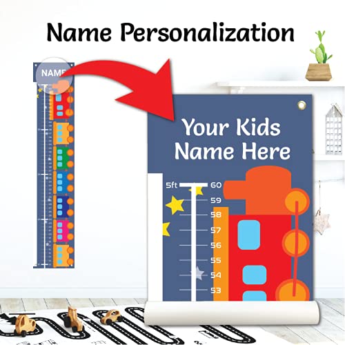 Sungwon Personalized Kids Canvas Growth Chart, Height Chart, Train-Ruum Studio Home