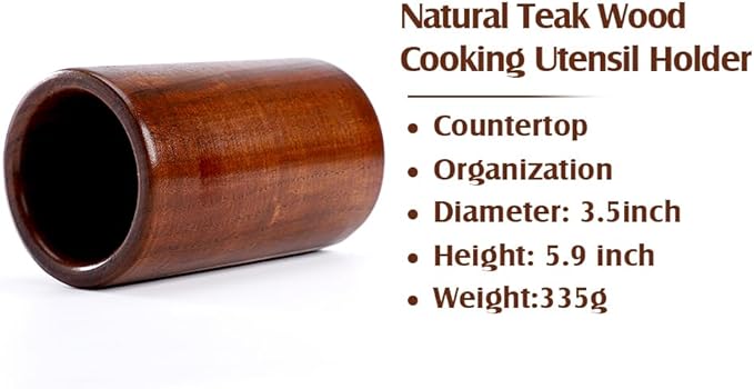 9 Piece Natural Teak Wooden Kitchen Utensil Set with Spoon Rest - Comfort Grip Cooking Spoons and Utensils Holder-Ruum Studio Home