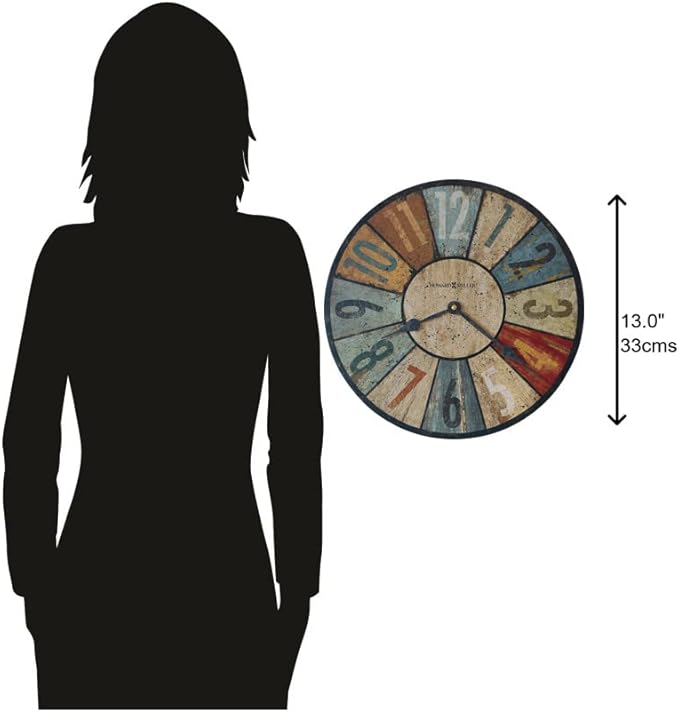 Howard Miller Sylvan II Wall Clock, Colorful Vintage Design with Black Needles Battery Operated, Wall Mount Quartz Movement Round Analog Display Perfect for Home Decor, Office and Living Room-Ruum Studio Home