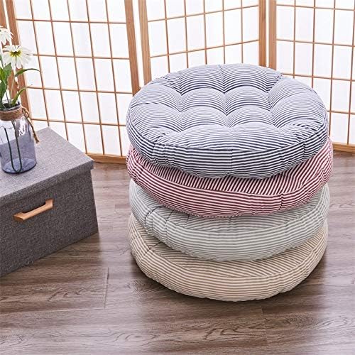 Tiita Indoor/Outdoor Cushions 22 Inch Round Striped Chair Cushions for Patio Garden Seat Cushion Pads for Home Floor Pillows Window Pad Set of 2, Blue-Ruum Studio Home