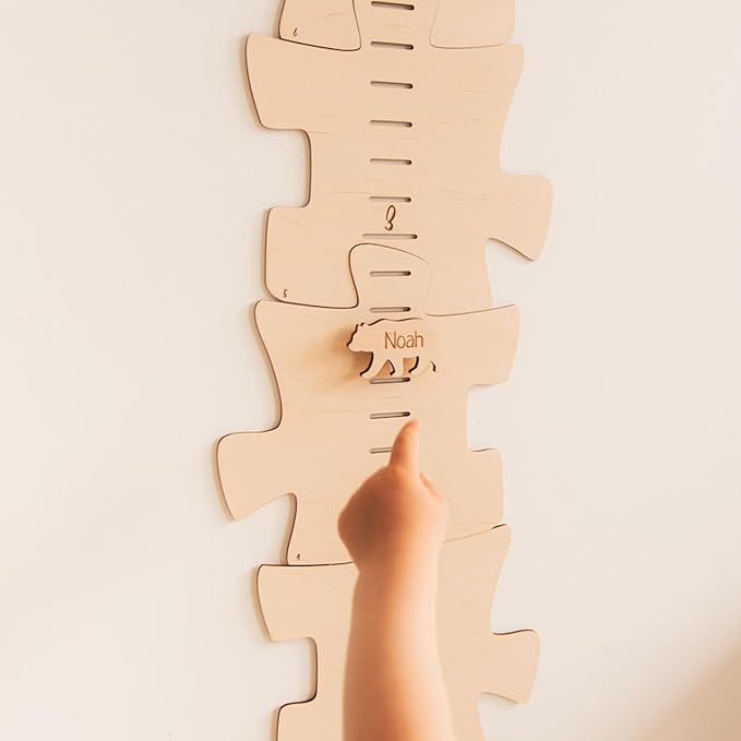 Personalized Wooden Growth Chart for Kids – Height Ruler Wall Decor for Nursery, Toddler, Baby & Family – Custom Name Growth Chart – Wooden Kids Height Measurement Ruler (Plywood)-Ruum Studio Home