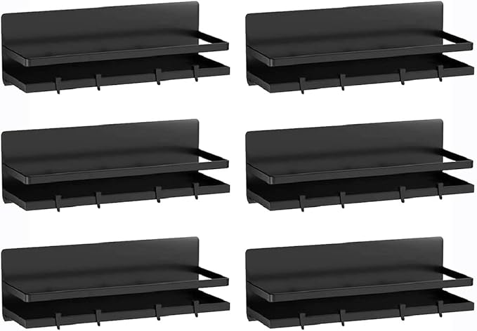 Magnetic Spice Rack for Refrigerator,Magnetic Shelf Fridge Organizer for Kitchen, Spice Rack Space Saver Container for Kitchen/Apartment, Drill Free, Black 6 Pack-Ruum Studio Home