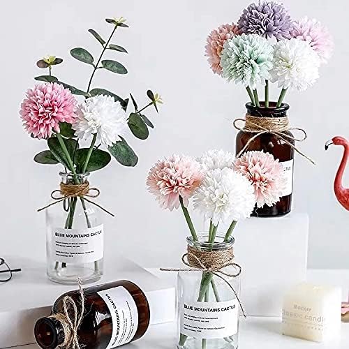 Kimura's Cabin 20Pcs Fake White Flowers Artificial Chrysanthemums Ball Flower Faux Silk Mums Flowers for Wedding Party Home Kitchen Table Core Decoration DIY Bouquets (White)-Ruum Studio Home