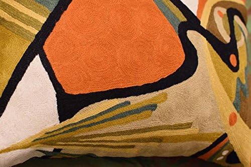 Lumbar Modern Pillow Cover - Kandinsky in Flow Burnt Orange Abstract Farmhouse Pillowcase Modern Chair Cushion Contemporary Outdoor Cushions Hand Embroidered Wool Size 14x20-Ruum Studio Home