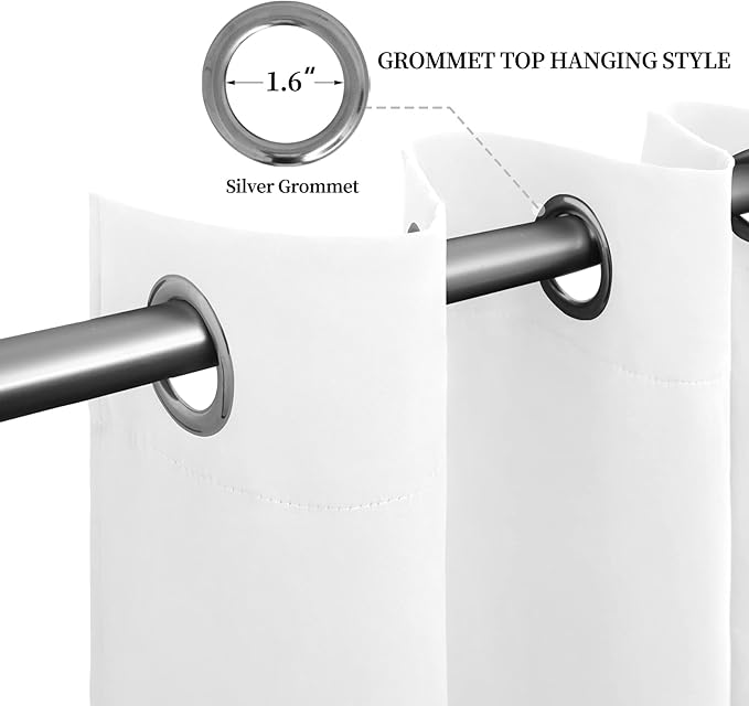 Easy-Going Blackout Curtains for Bedroom, Solid Thermal Insulated Grommet and Noise Reduction Window Drapes, Room Darkening Curtains for Living Room, 2 Panels (52x46 in,White)-Ruum Studio Home