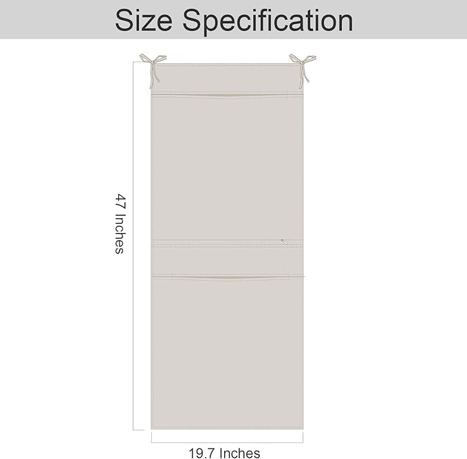 100% Linen Hanging Laundry Bag with 2 Compartments, Over the Door Laundry Hamper, Dirty Clothes Space Saving Organizer 19.7 x 47 Inches, Linen-Ruum Studio Home