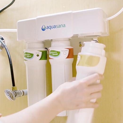 Aquasana Replacement Filter Cartridges for 3-Stage Max Flow Claryum Under Sink Water Filtration System - Filters 99% Of Chlorine - 3 Count - AQ-5300+R-Ruum Studio Home