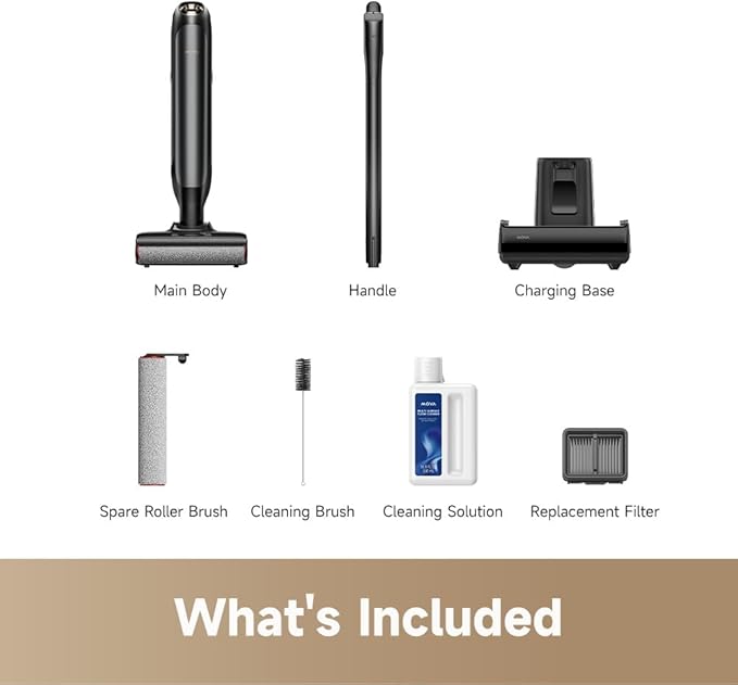 MOVA M10 Cordless Wet Dry Vacuum Cleaner 180° Lie-Flat Smart Vacuum Mop All in One for Hard Floor, 167°F Flashdry Self-Cleaning, Zero inch Dual-Edge Cleaning, 18000Pa Suction, Zero-Tangle for Pet Hair-Ruum Studio Home