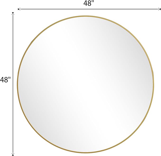 BEAUTYPEAK 48 Inch Round Mirror, Metal Frame Circle Mirror, Wall Mounted for Entryway, Bathroom, Vanity, Living Room, Gold-Ruum Studio Home