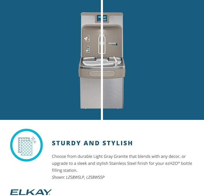 Elkay LZS8WSSP Enhanced Bottle Filler & Single ADA Cooler Refrigerated Stainless High Capacity Lead Drop Down Wrapper-Ruum Studio Home