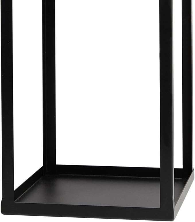 HPC Decor Black Metal Candle Lanterns Set of 2- Lanterns Decorative w/ LED Timer Candles- 15.8'' & 12.6'' Chunky Modern Farmhouse Lantern Decor for Indoor,Outdoor,Fireplace,Porch (No Glass)-Ruum Studio Home