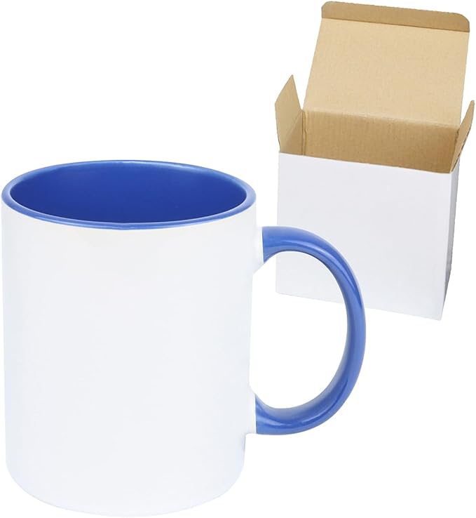 11oz White Ceramic Sublimation Coffee Mug in White Gift Box, 6 New Mixed Colors, Case of 6-Ruum Studio Home