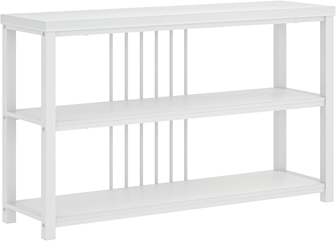 FOLUBAN Modern Sofa Console Table for Entryway, 3 Tier Wood Foyer Table for Hallway Living Room Behind Couch, White Oak-Ruum Studio Home