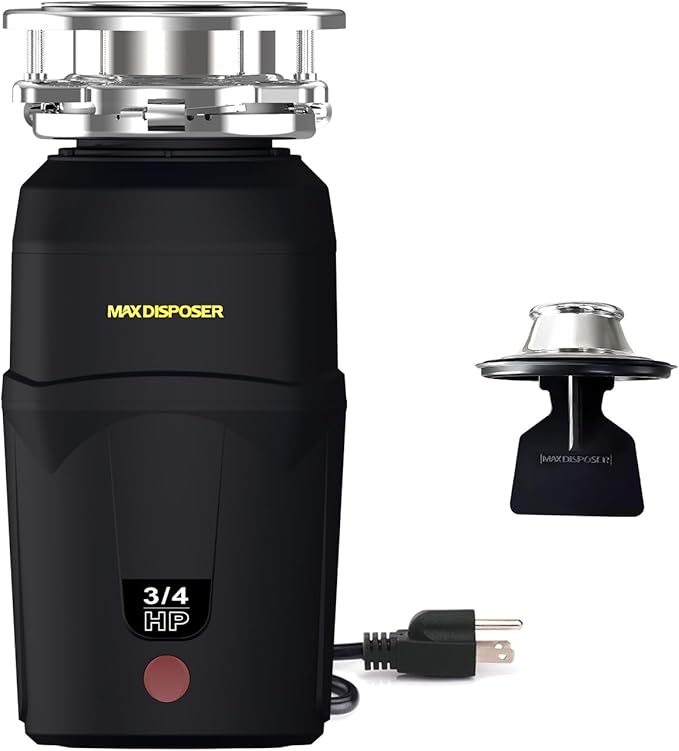 A600 Garbage Disposal 3/4 HP for Kitchen Sink, Food Waste Disposer Fast Continuous Feed Stainless Steel Grind, Quiet, Ease Install, With Power Cord, Powerful Drainage Compact Design 0.75 Horsepower-Ruum Studio Home