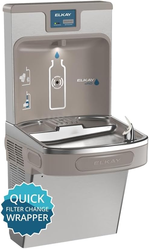 Elkay LZS8WSSP Enhanced Bottle Filler & Single ADA Cooler Refrigerated Stainless High Capacity Lead Drop Down Wrapper-Ruum Studio Home