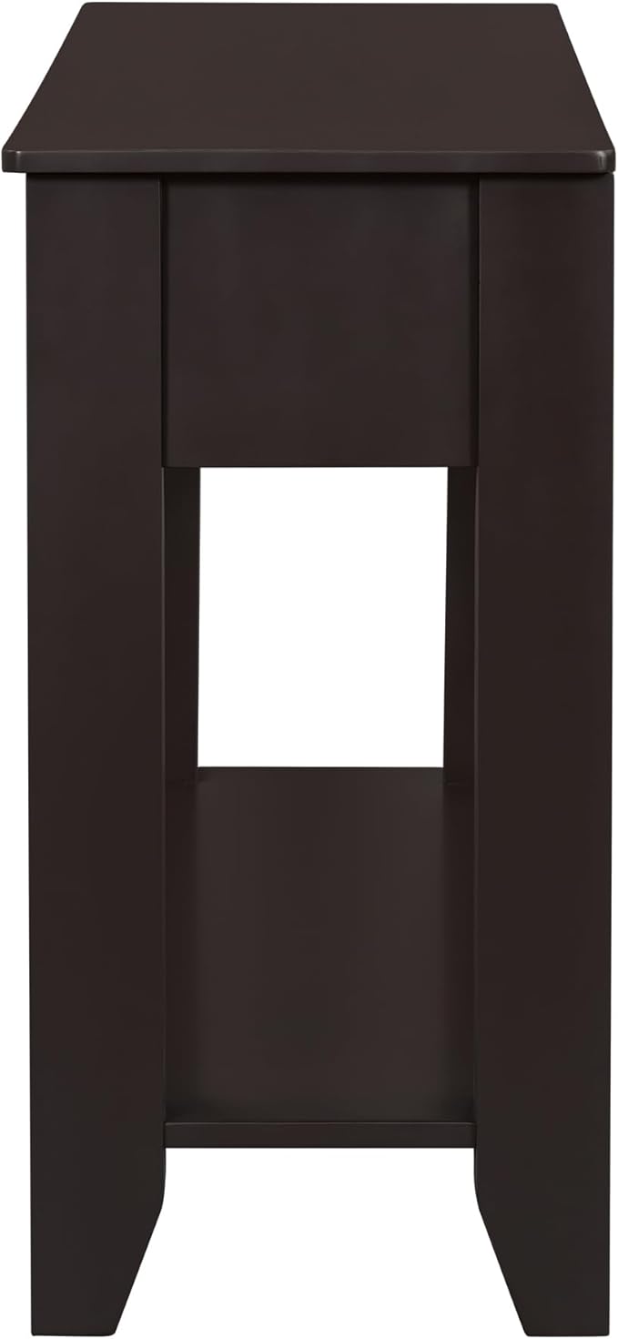 Farmhouse Modern Console Table 55.4-Inch Entryway Sofa Table with Drawers & Storage Shelf for Living Room Hallway Entrance, Dark Coffee-Ruum Studio Home