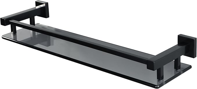 Alise Bathroom Shelves,Matte Black Glass Shelf for Bathroom, Modern Floating Shelves,20 inch-Ruum Studio Home