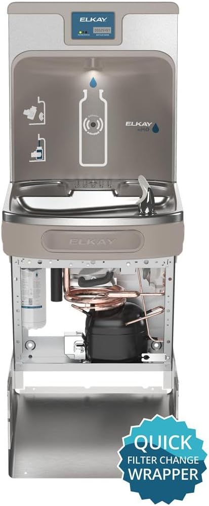 Elkay LZS8WSSP Enhanced Bottle Filler & Single ADA Cooler Refrigerated Stainless High Capacity Lead Drop Down Wrapper-Ruum Studio Home