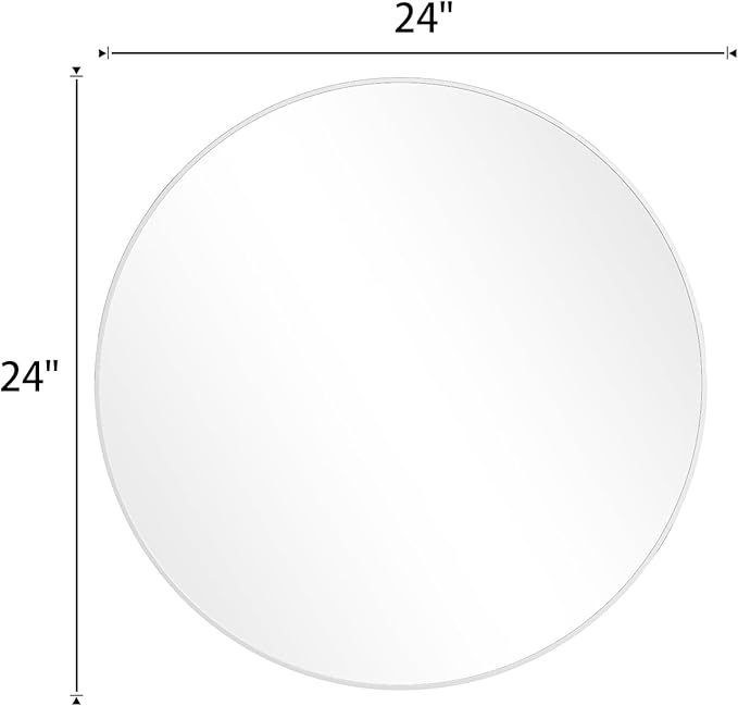BEAUTYPEAK 24 Inch Round Mirror, Metal Frame Circle Mirror, Wall Mounted for Entryway, Bathroom, Vanity, Living Room, White-Ruum Studio Home