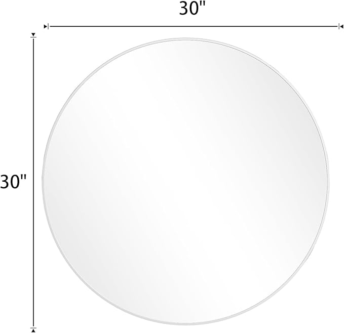 BEAUTYPEAK 30 Inch Round Mirror, Metal Frame Circle Mirror, Wall Mounted for Entryway, Bathroom, Vanity, Living Room, White-Ruum Studio Home