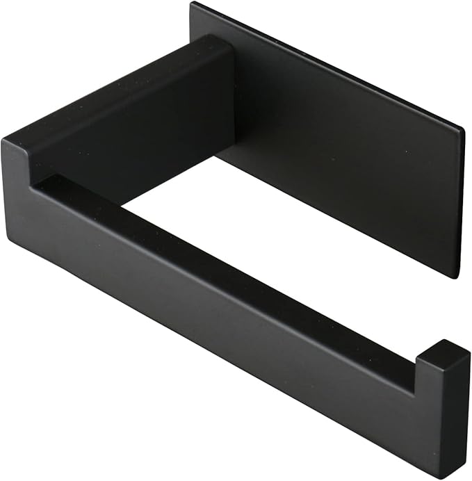 Toilet Paper Holder, Self Adhesive Tissue Holder Stainless Steel Rustproof Paper Roll Holder, No Drilling Easy to Install, Toilet Paper Rack Suitable for Office, Bathroom (Matte Black)-Ruum Studio Home