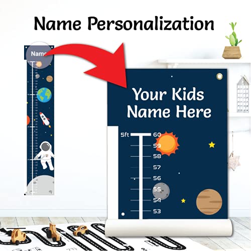 Personalized Kids Canvas Growth Chart, Kids Height Chart, Growth Chart Banner, Astronaut, Space-Ruum Studio Home